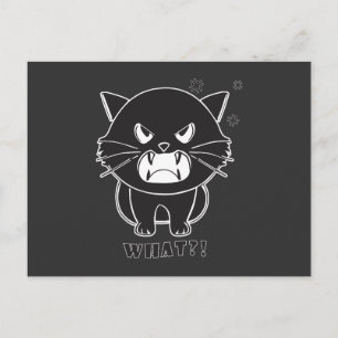 Cute angry cat hissing What. Postcard