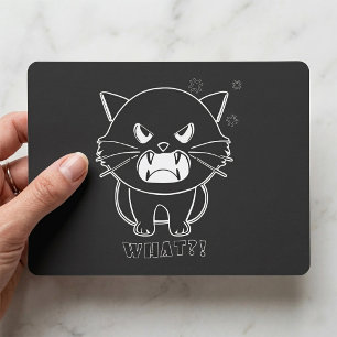 Cute angry cat hissing What. Postcard
