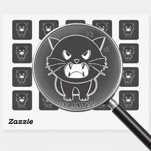 Cute angry cat hissing What. Square Sticker