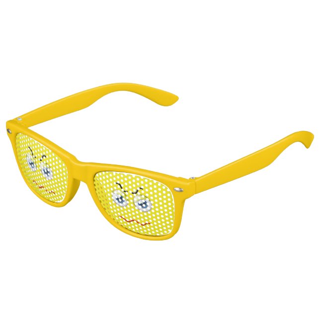 Cute Angry Emoji Yellow Kids Sunglasses (Angled)