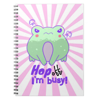 Cute angry frog kawaii pink starburst gift for her notebook