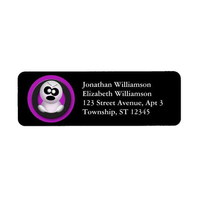 Cute Angry Ghost Halloween Return Address Labels (Front)