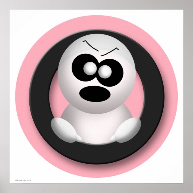 Cute Angry Ghost Pink Halloween Poster (Front)