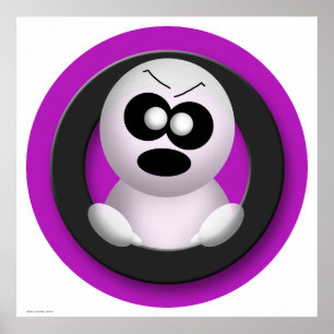 Cute Angry Ghost Purple Halloween Poster