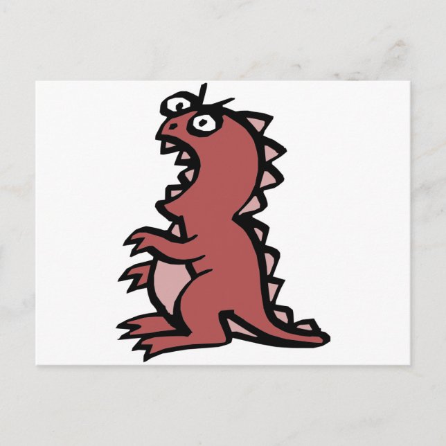 Cute & Angry Red Dinosaur Postcard (Front)