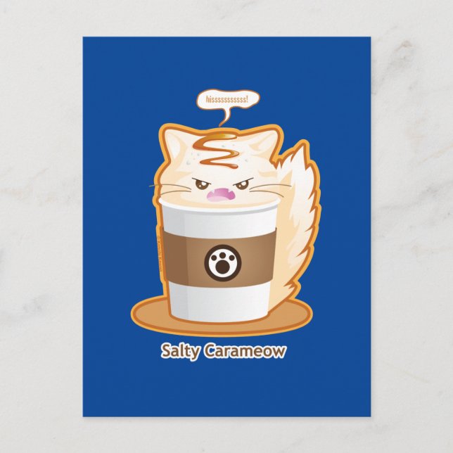 Cute Angry Salted Caramel Coffee Kitty Postcard (Front)