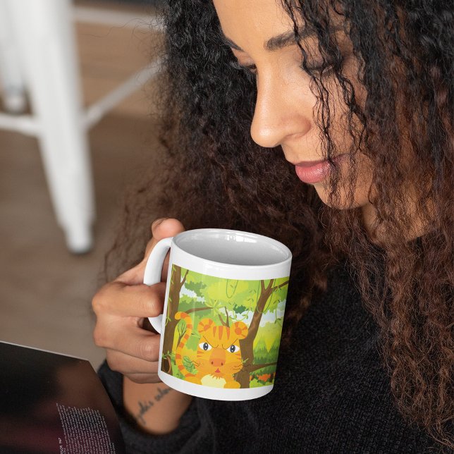 Cute Angry Tiger Cartoon in Jungle  Coffee Mug (Creator Uploaded)