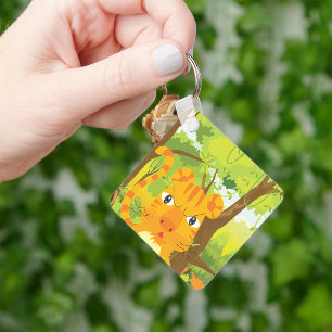 Cute Angry Tiger Cartoon in Jungle  Key Ring