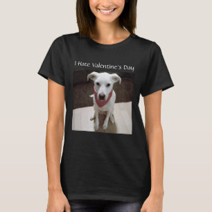 Cute Angry White Dog I hate Valentine's Day Funny T-Shirt