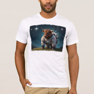 Cute Angus Bull in a Spacesuit T-Shirt