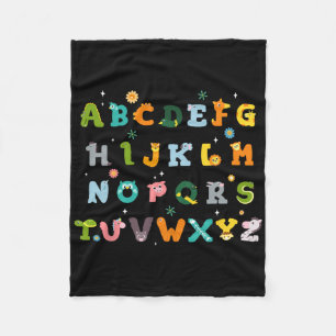 Cute Animal Abcs Alphabet Back To School Boys Girl Fleece Blanket