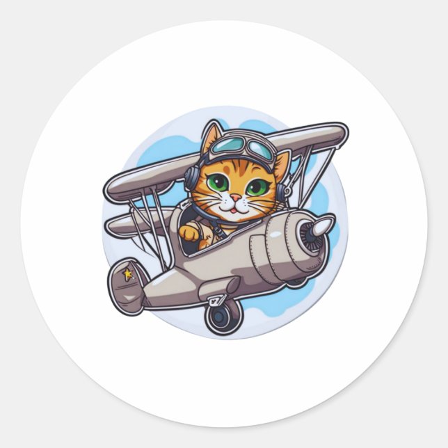 cute animal aeroplane sticker (Front)