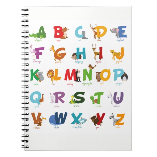 Cute Animal Alphabet Letters Notebook (Front)