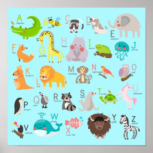 Cute Animal Alphabet Poster (Front)