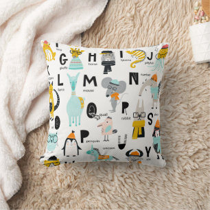 Cute Animal Alphabet Some Have Hats Cushion