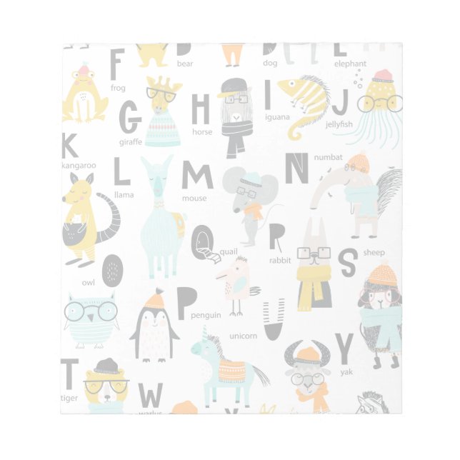 Cute Animal Alphabet | Some Have Hats Notepad (Front)