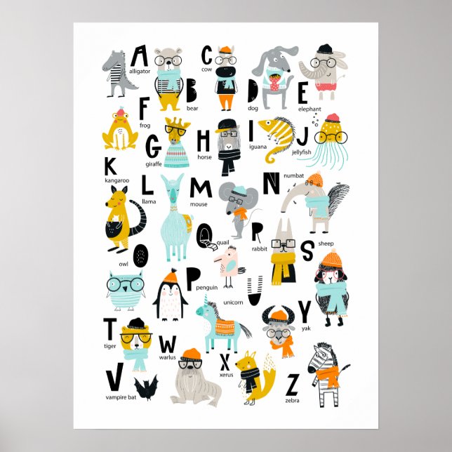 Cute Animal Alphabet | Some Have Hats Poster (Front)