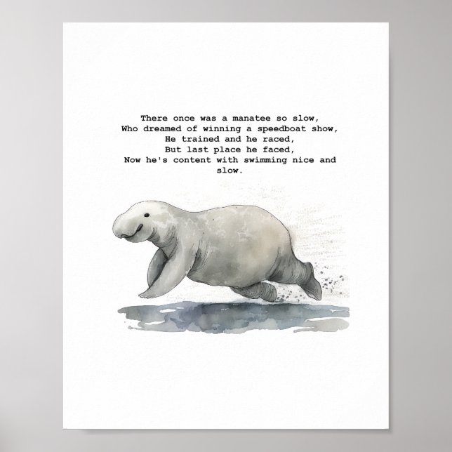 Cute animal art - Racing Manatee Poster (Front)
