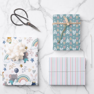 Cute Animal Babies Wrapping Paper Sheet