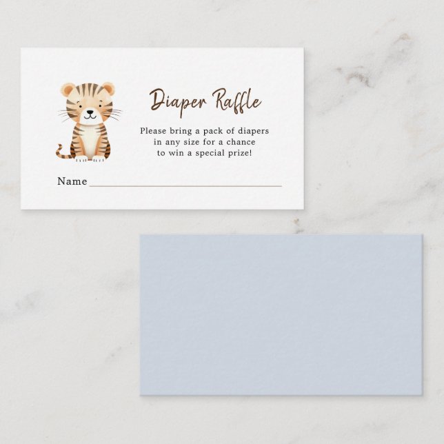 Cute Animal Baby Boy shower Diaper Raffle Enclosure Card (Front/Back)