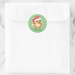 Cute animal baby chick Santa Christmas Costume Classic Round Sticker