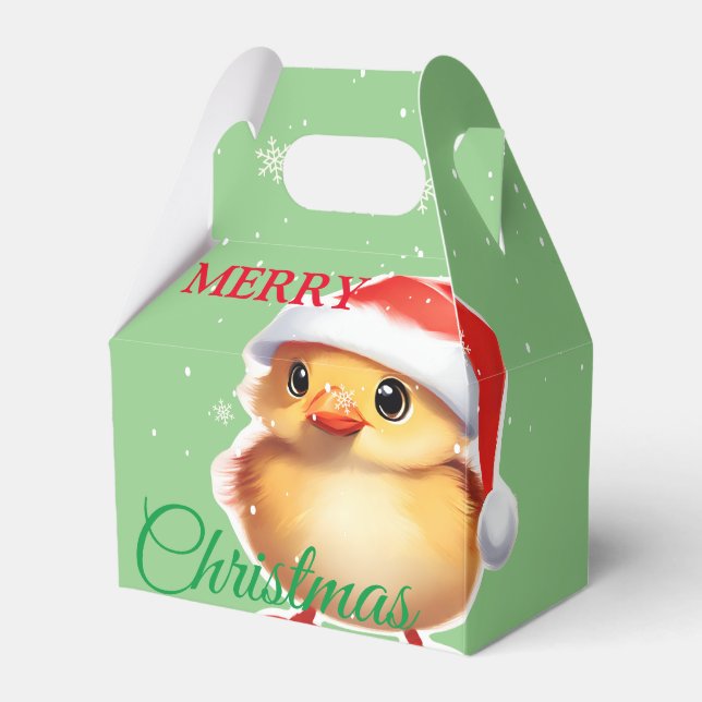Cute animal baby chick Santa Christmas Costume Favour Box (Front Side)