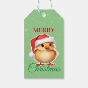 Cute animal baby chick Santa Christmas Costume Gift Tags
