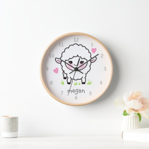 Cute Animal Baby Sheep Lamb Nursery Wall Clock