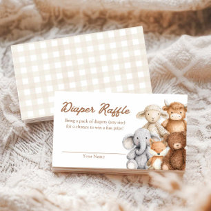 Cute Animal Baby Shower Diaper Raffle Card