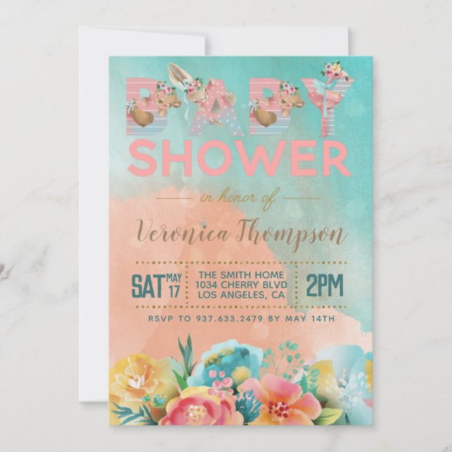 Cute Animal Baby Shower Invitation (Front)