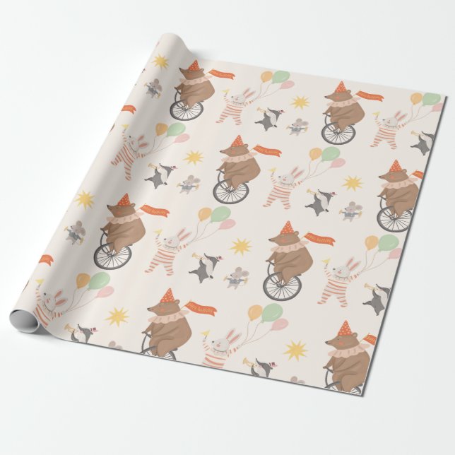 Cute Animal Band Birthday Wrapping Paper (Unrolled)