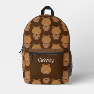 Cute Animal Bear Kids Name Printed Backpack