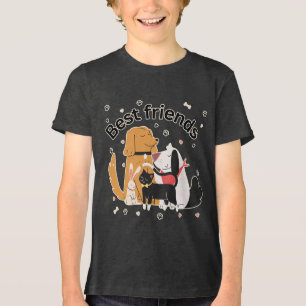 Cute Animal Besties Kids Graphic T-Shirt Tri-Blend Shirt