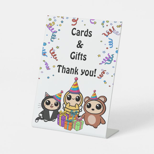 Cute Animal Birthday Cards & Gifts Tabletop Sign (Front)