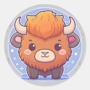 Cute Animal Bison Classic Round Sticker