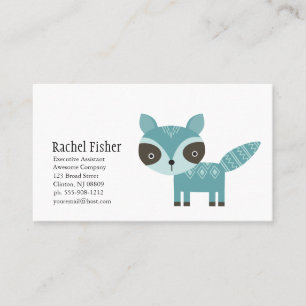 Cute Animal Blue Racoon Business Cards