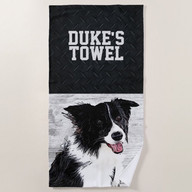 Cute Animal Border Collie Animal Name Pet's  Beach Towel (Front)