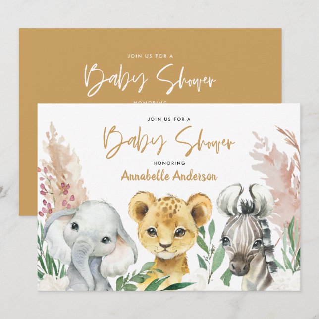 Cute animal botanical floral safari script (Front/Back)