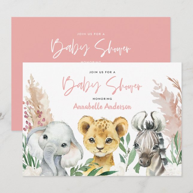 Cute animal botanical floral safari script (Front/Back)