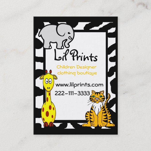 Cute Animal Boutique Business Card Tag (Front)