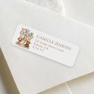 Cute Animal Boy Baby Shower Return Address Label