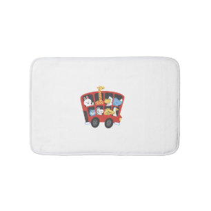 Cute Animal Bus Adventure for Kids Bath Mat