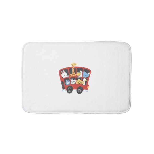 Cute Animal Bus Adventure for Kids   Bath Mat (Front)