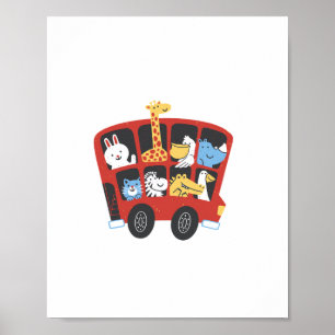 Cute Animal Bus Adventure for Kids Poster