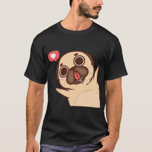 Cute Animal Cartoon Baby Pug In Heart T-Shirt