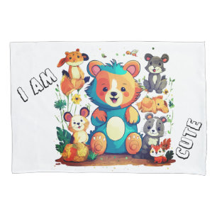 Cute Animal cartoon  i am cute Pillowcase