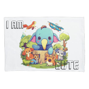 Cute Animal cartoon illustration i am cute Pillowcase