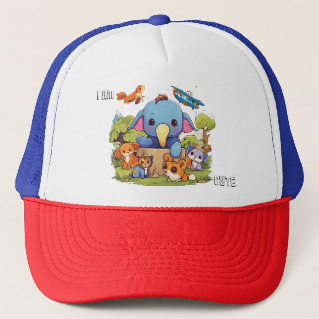 Cute Animal cartoon illustration i am cute  Trucker Hat (Front)