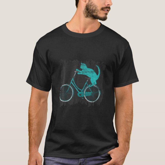 Cute Animal Cat Cyclist Pet Lover Cycling Bicycle T-Shirt (Front)
