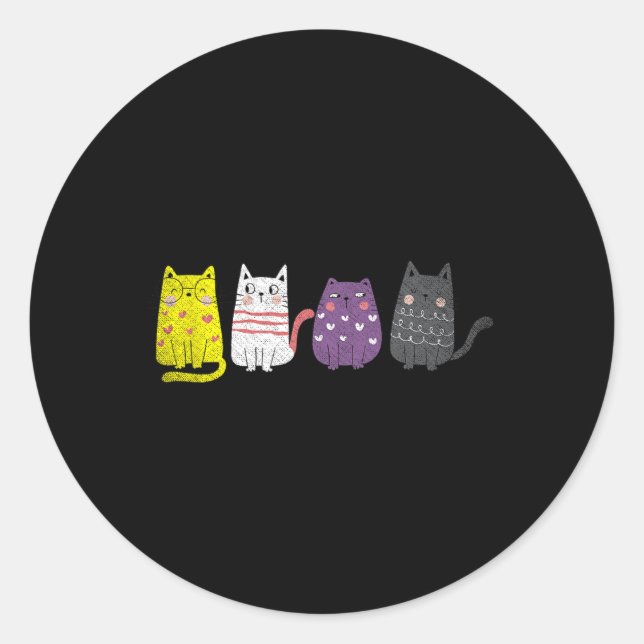 Cute Animal Cat Gift Non Binary Pride Agender Non  Classic Round Sticker (Front)